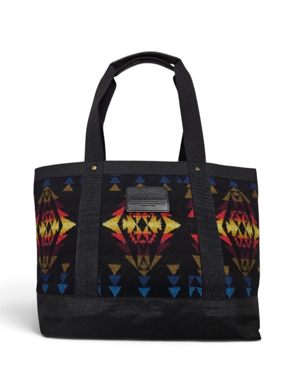 Pendleton Echo Canyon Zippered Tote In Virgin Wool Pattern In Blue And Black